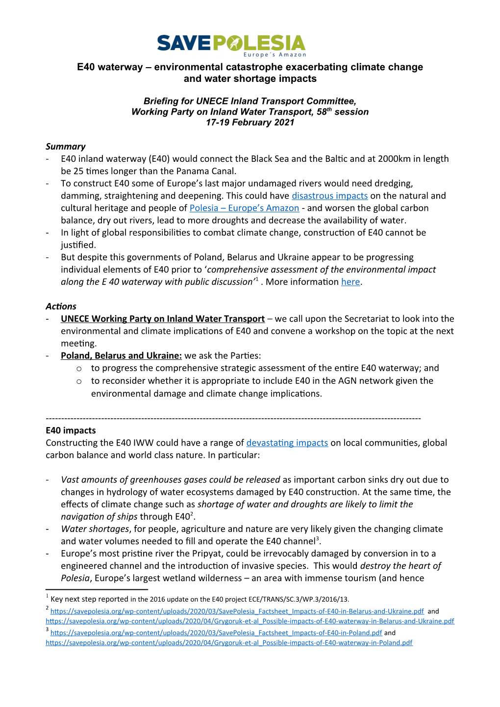 E40 Waterway – Environmental Catastrophe Exacerbating Climate Change and Water Shortage Impacts