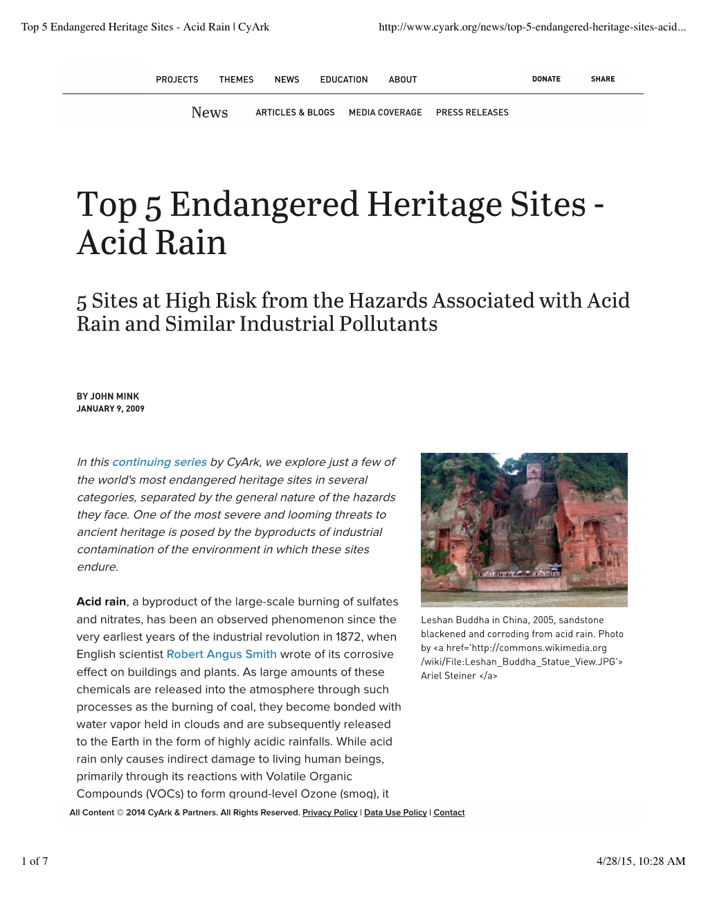 Top 5 Endangered Heritage Sites - Acid Rain | Cyark