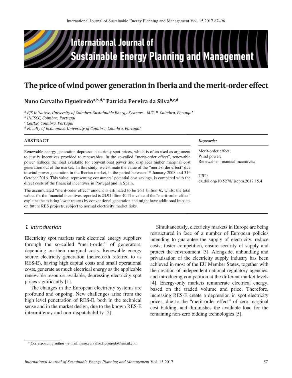 The Price of Wind Power Generation in Iberia and the Merit-Order Effect