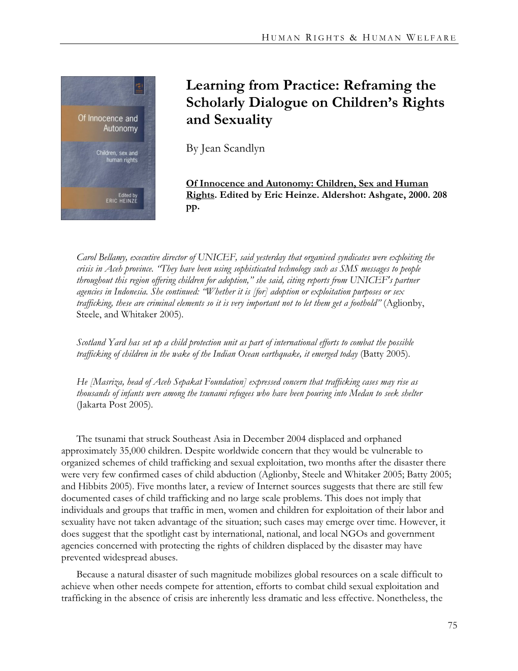 Reframing the Scholarly Dialogue on Children's
