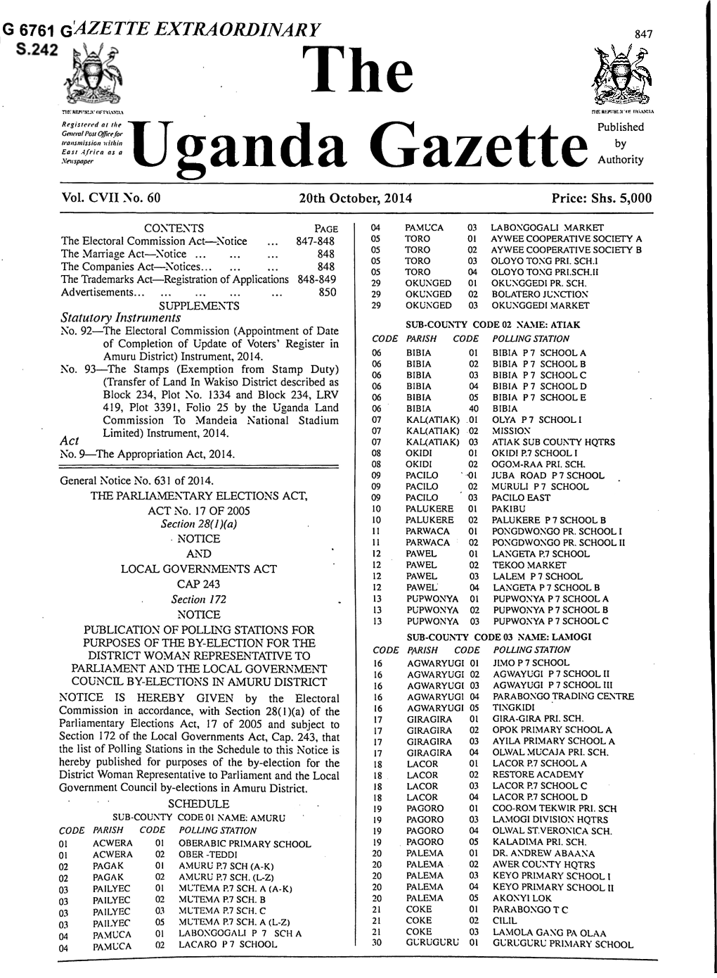 The Uganda Gazette 849