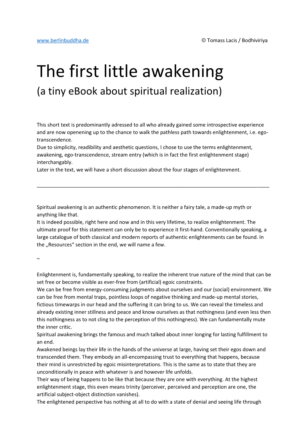 The First Little Awakening