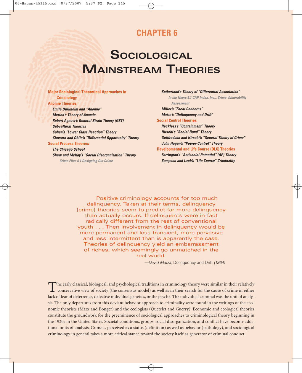 Chapter 6 Sociological Mainstream Theories