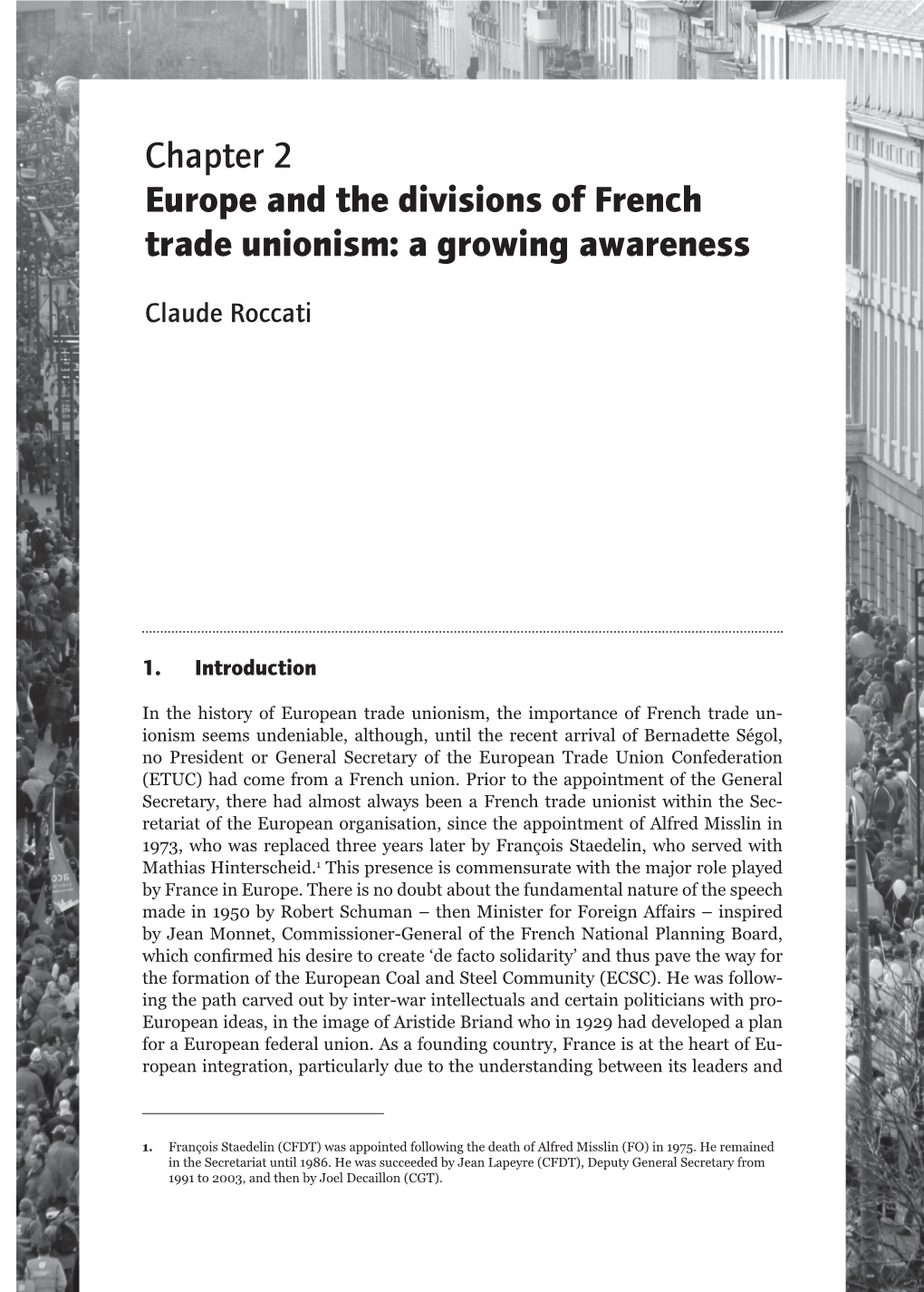 Chapter 2 Europe and the Divisions of French Trade Unionism: a Growing Awareness