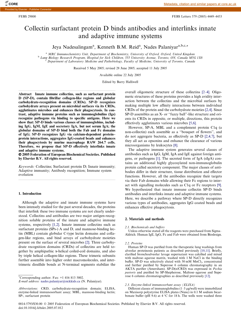 Collectin Surfactant Protein D Binds Antibodies and Interlinks Innate and Adaptive Immune Systems