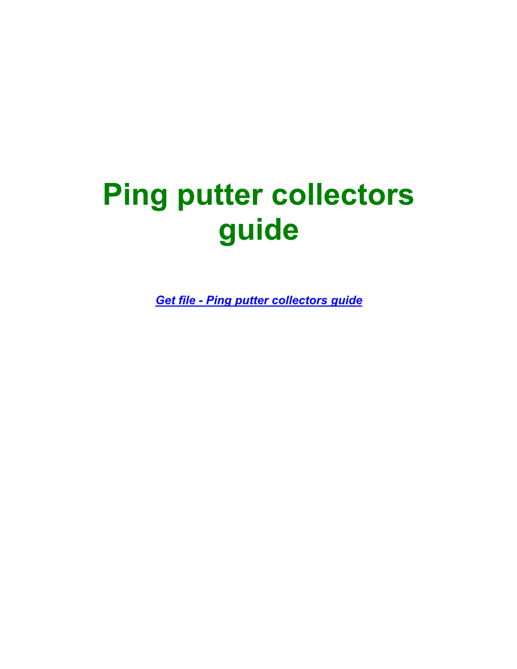 Ping Putter Collectors Guide
