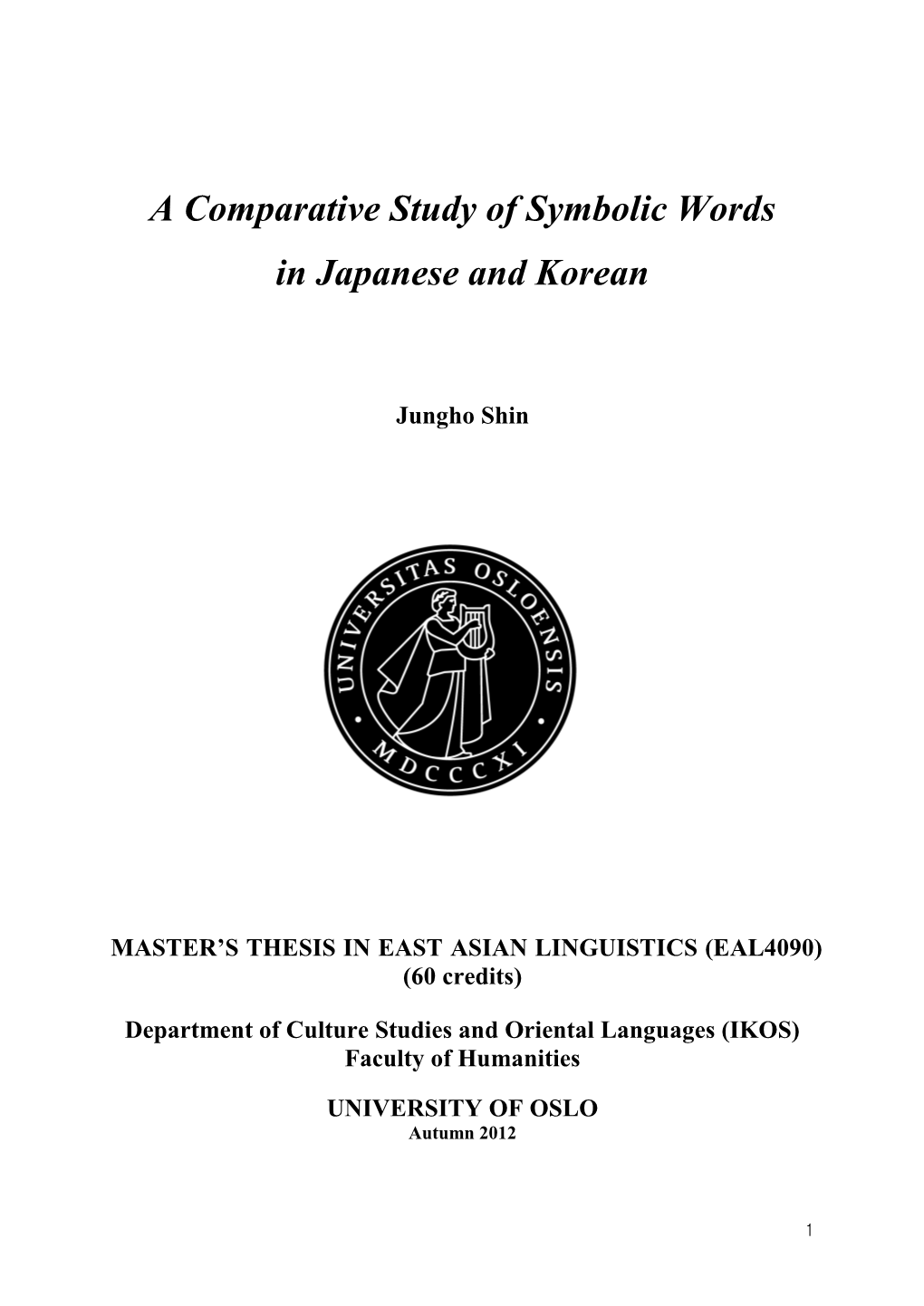 A Comparative Study of Symbolic Words in Japanese and Korean