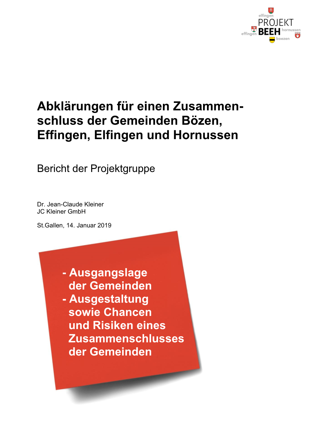 Schluss Der Gemeinden Bözen, Effingen, Elfingen Und Hornussen