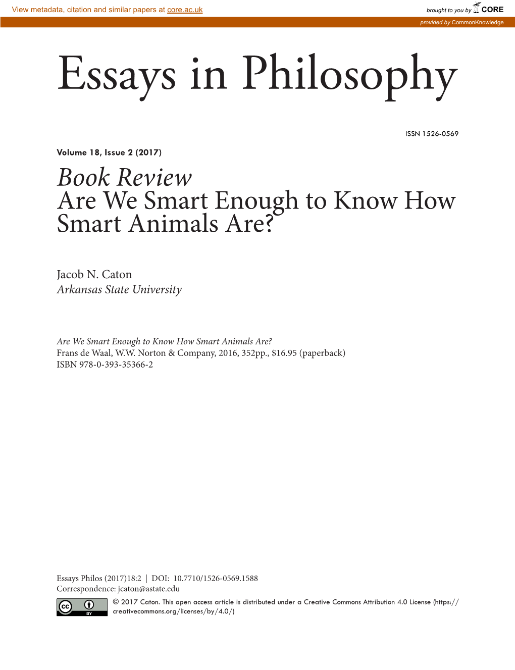 Review of "Are We Smart Enough to Know How Smart Animals Are?"