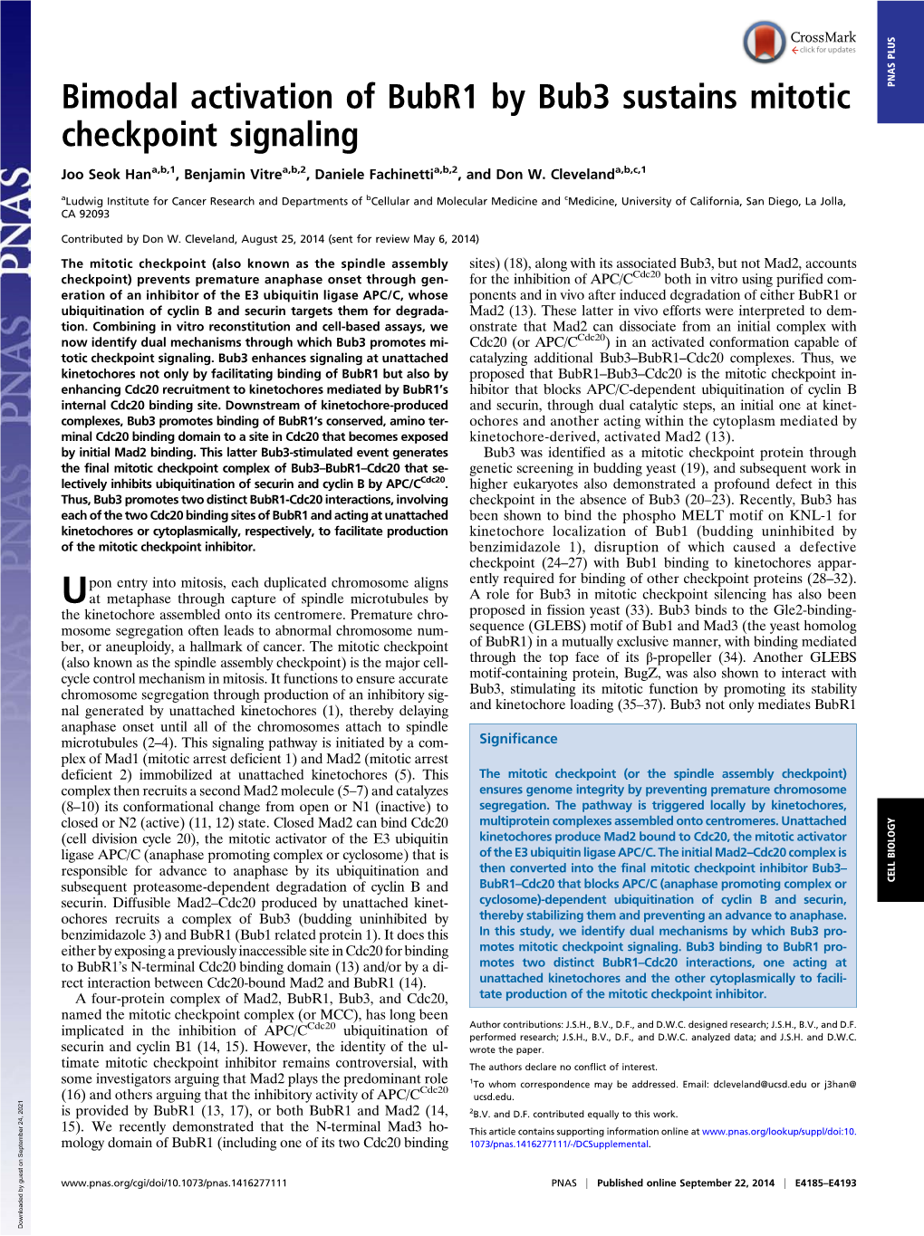 Bimodal Activation of Bubr1 by Bub3 Sustains Mitotic Checkpoint Signaling