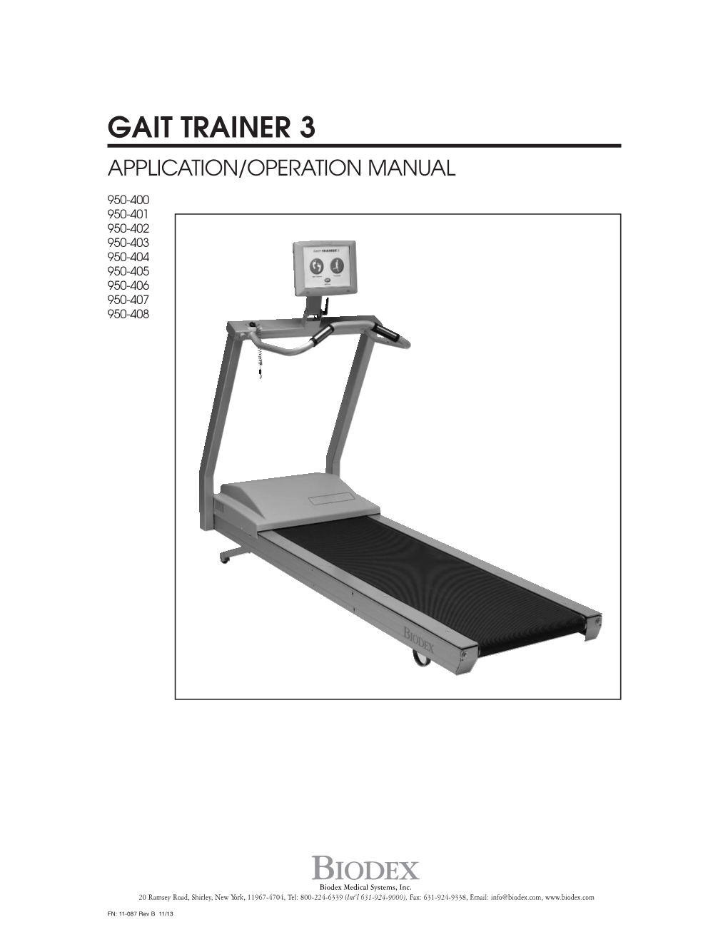 Gait Trainer 3 Application/Operation Manual