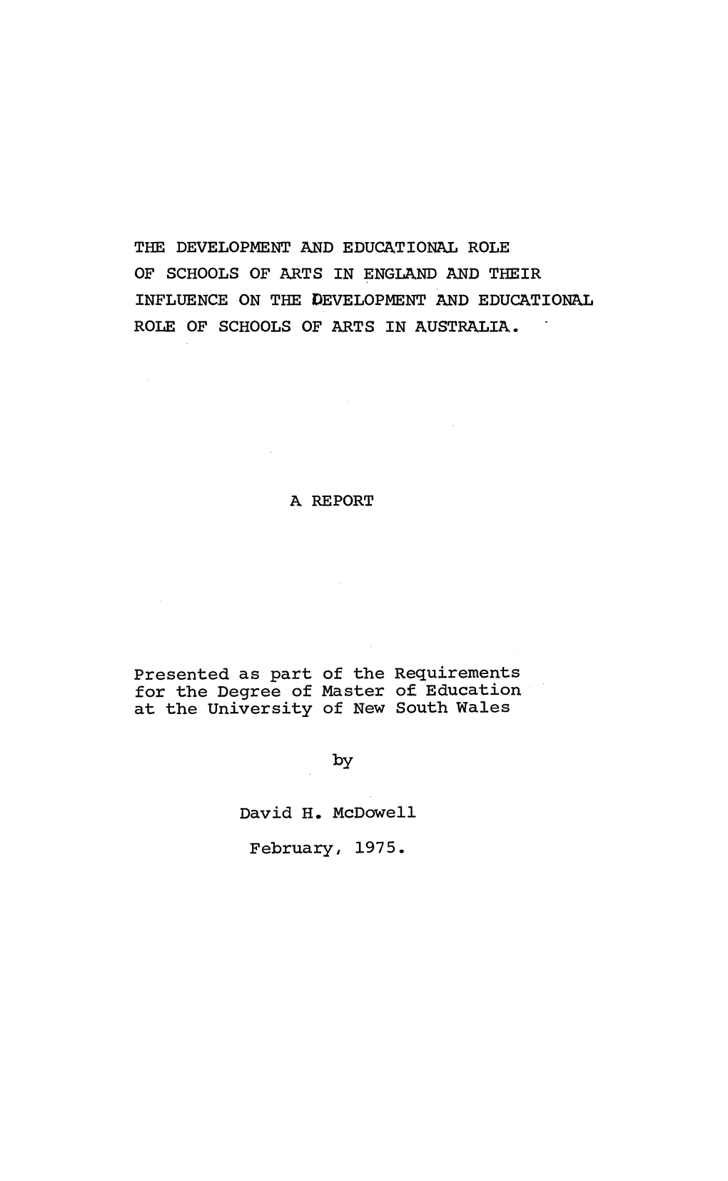 The Development and Educational Role of Schools of Arts in England and Their Influence on the Development and Educational Role of Schools of Arts in Australia