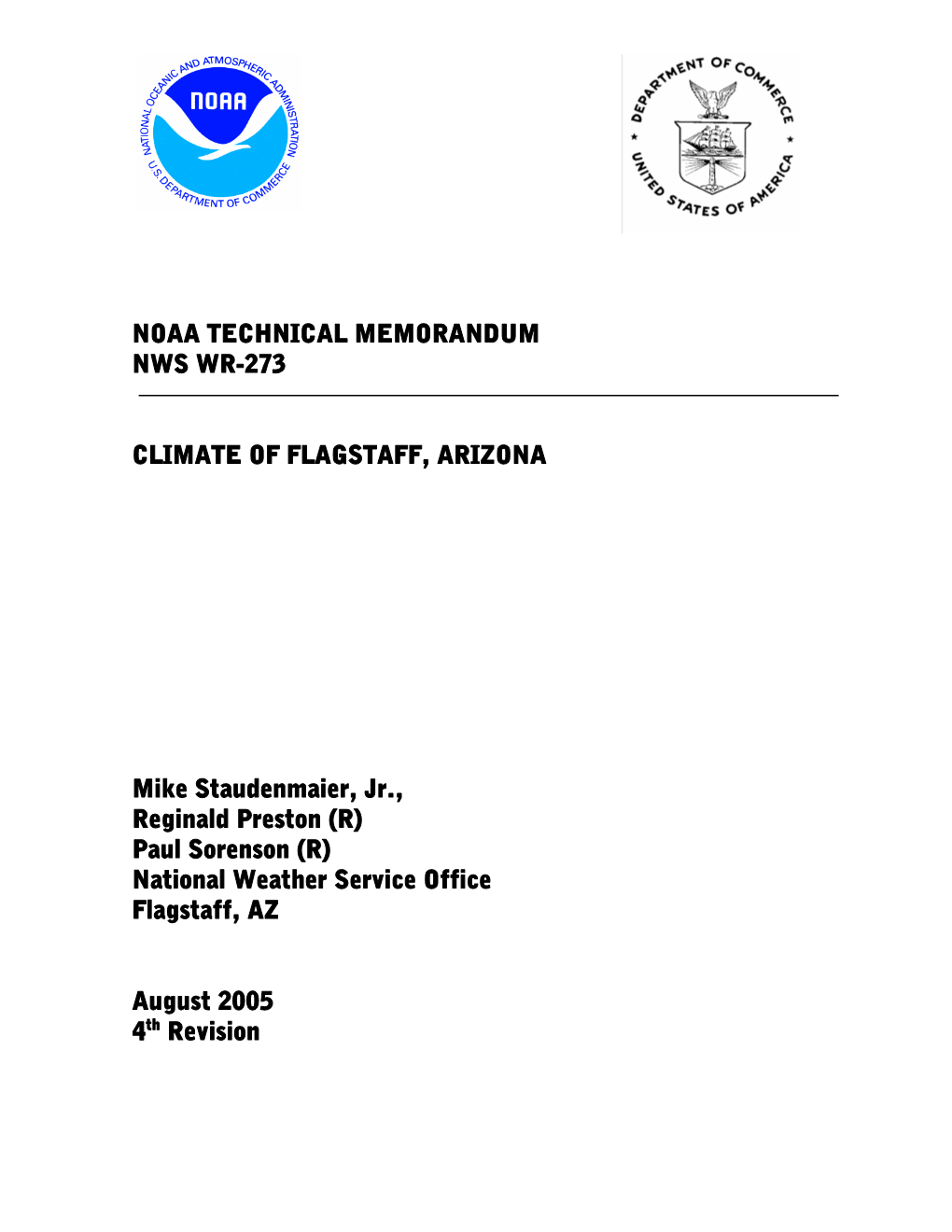 Noaa Technical Memorandum Nws Wr-273