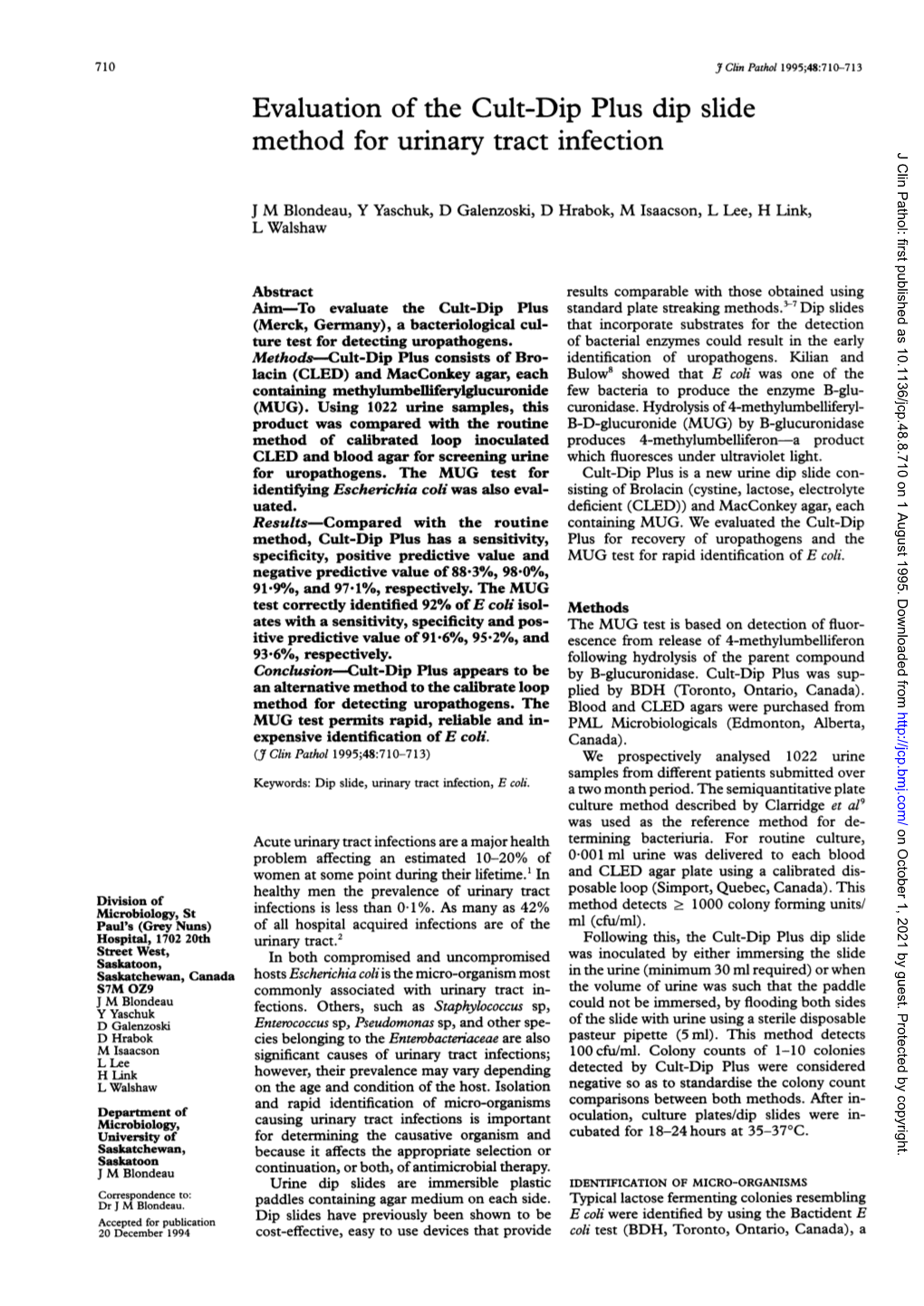 Evaluation of the Cult-Dip Plusdip Slide Method for Urinary Tract Infection