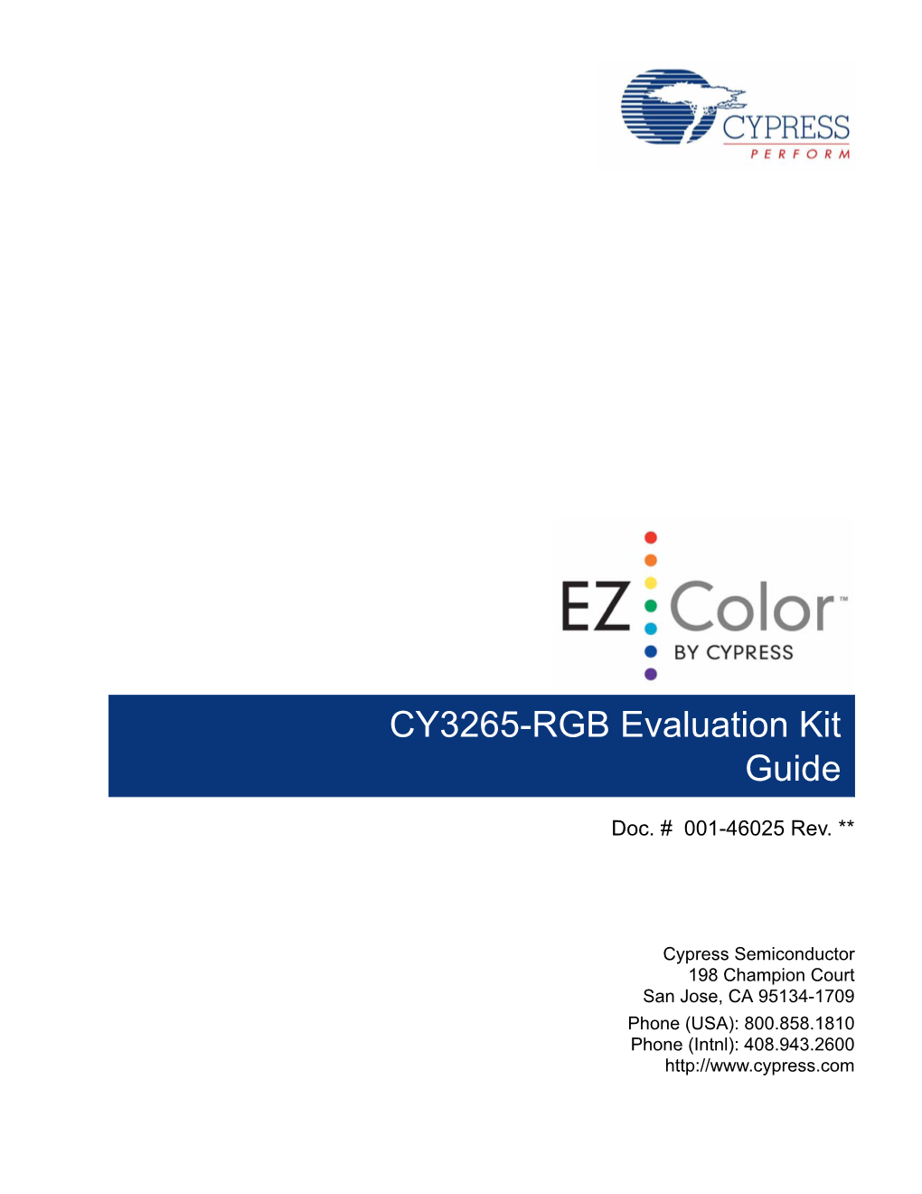 001-46025 CY3265-RGB Evaluation Kit Guide.Book