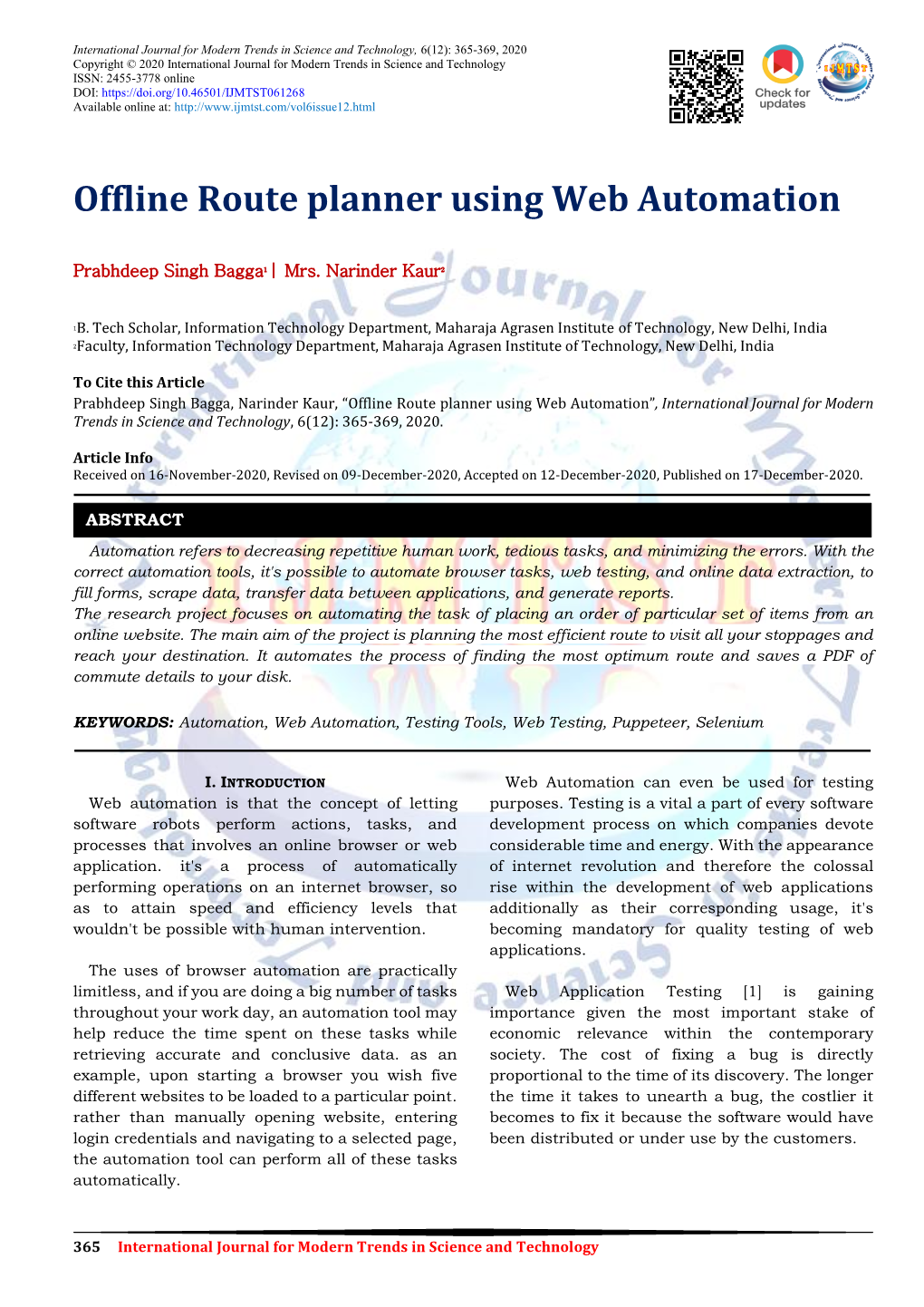 Offline Route Planner Using Web Automation