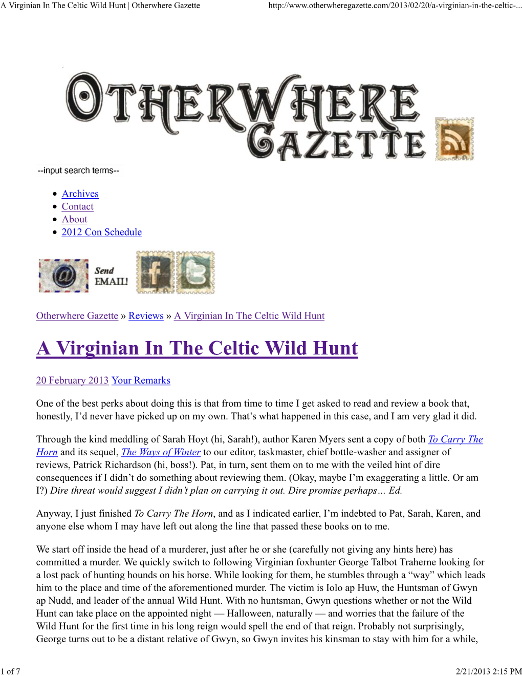 A Virginian in the Celtic Wild Hunt | Otherwhere Gazette