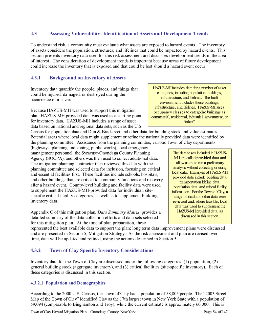 Section Presents Inventory Data Used for This Risk Assessment and Discusses Development Trends in the Area of Interest