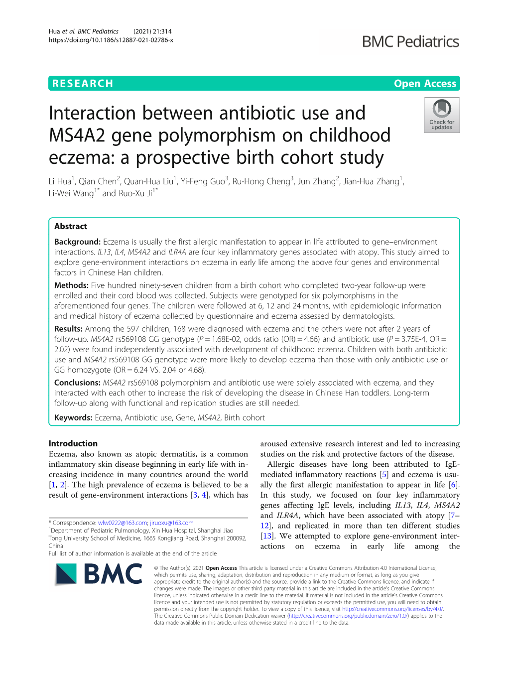 Interaction Between Antibiotic Use and MS4A2 Gene Polymorphism On