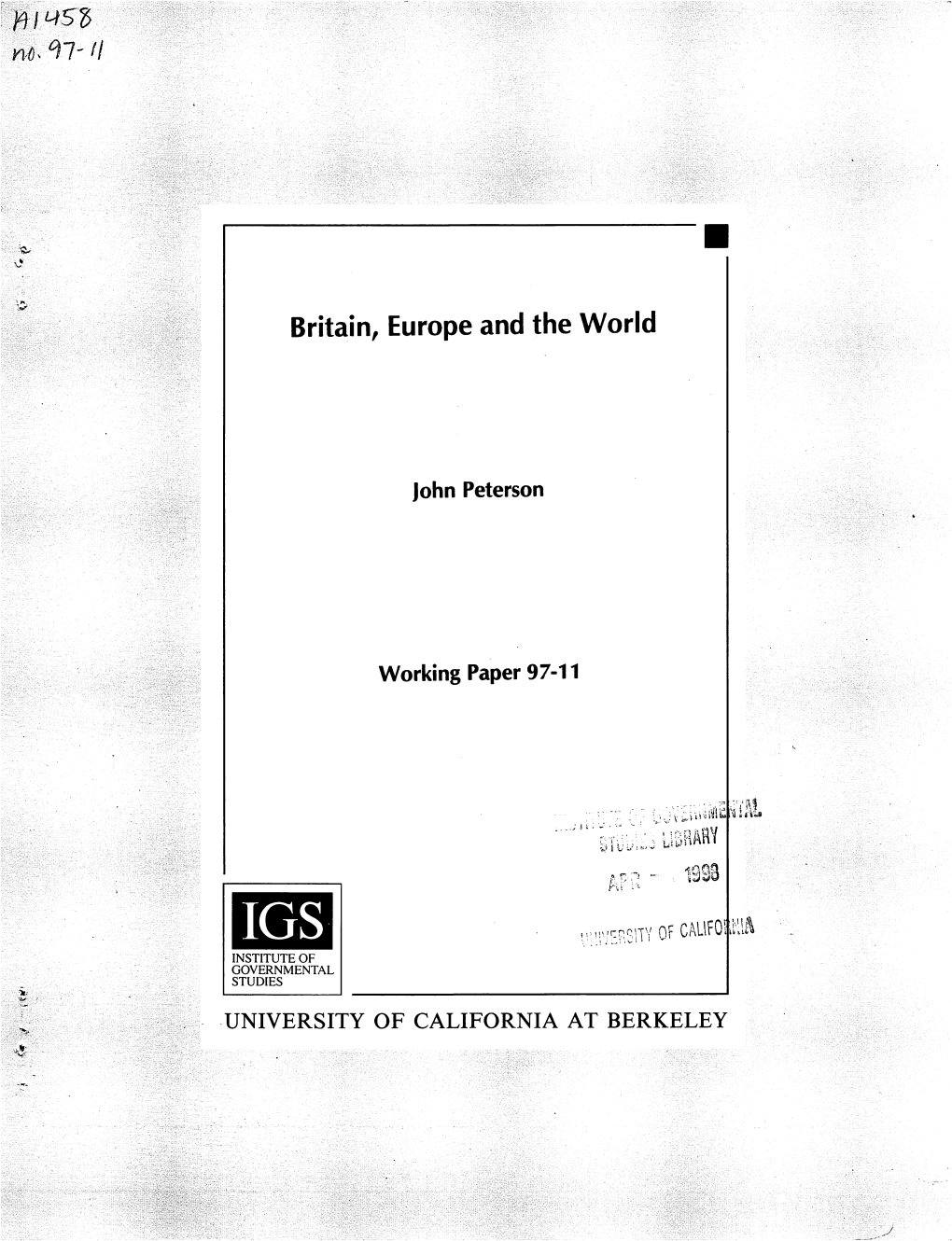 Britain, Europe and the World