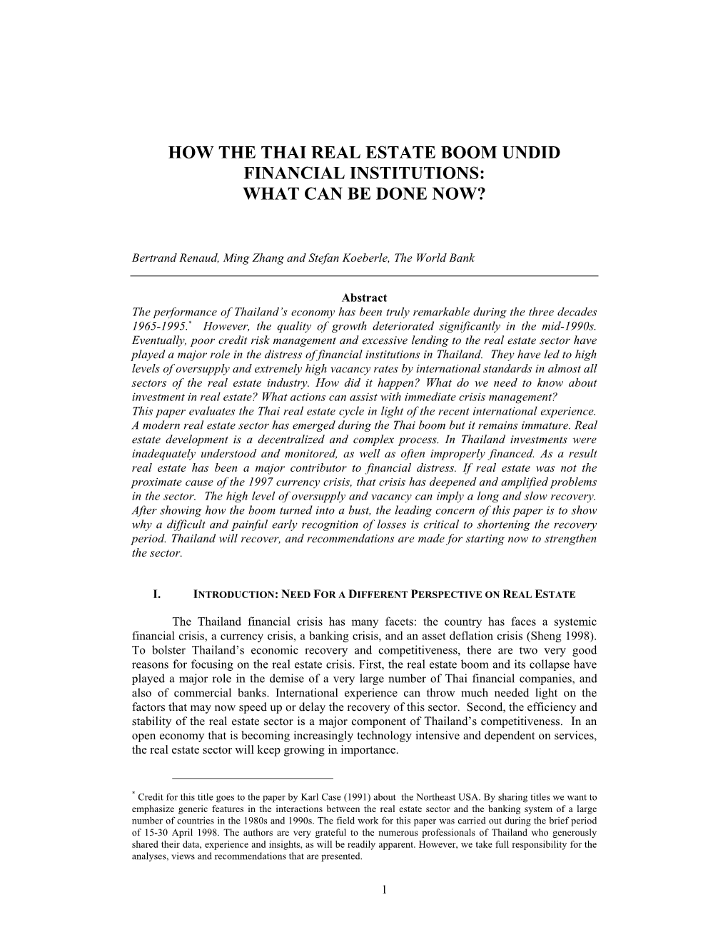 How the Thai Real Estate Boom Undid Financial Institutions: What Can Be Done Now?