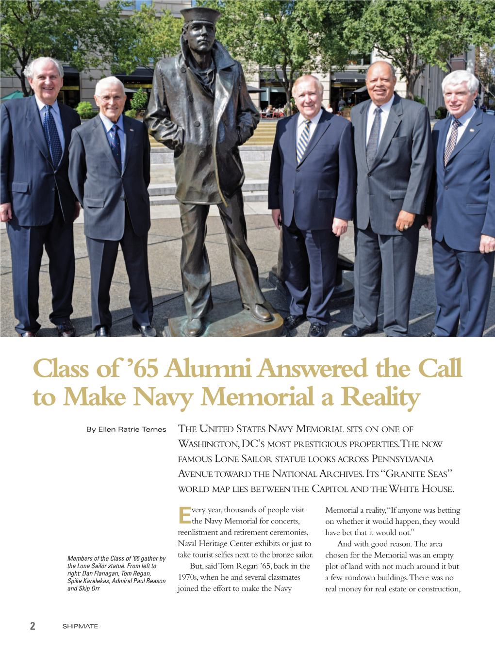 Class of '65 Alumni Answered the Call to Make Navy Memorial a Reality