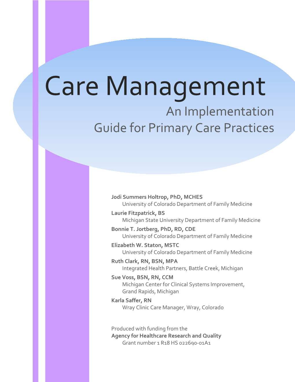 Care Management: an Implementation Guide for Primary