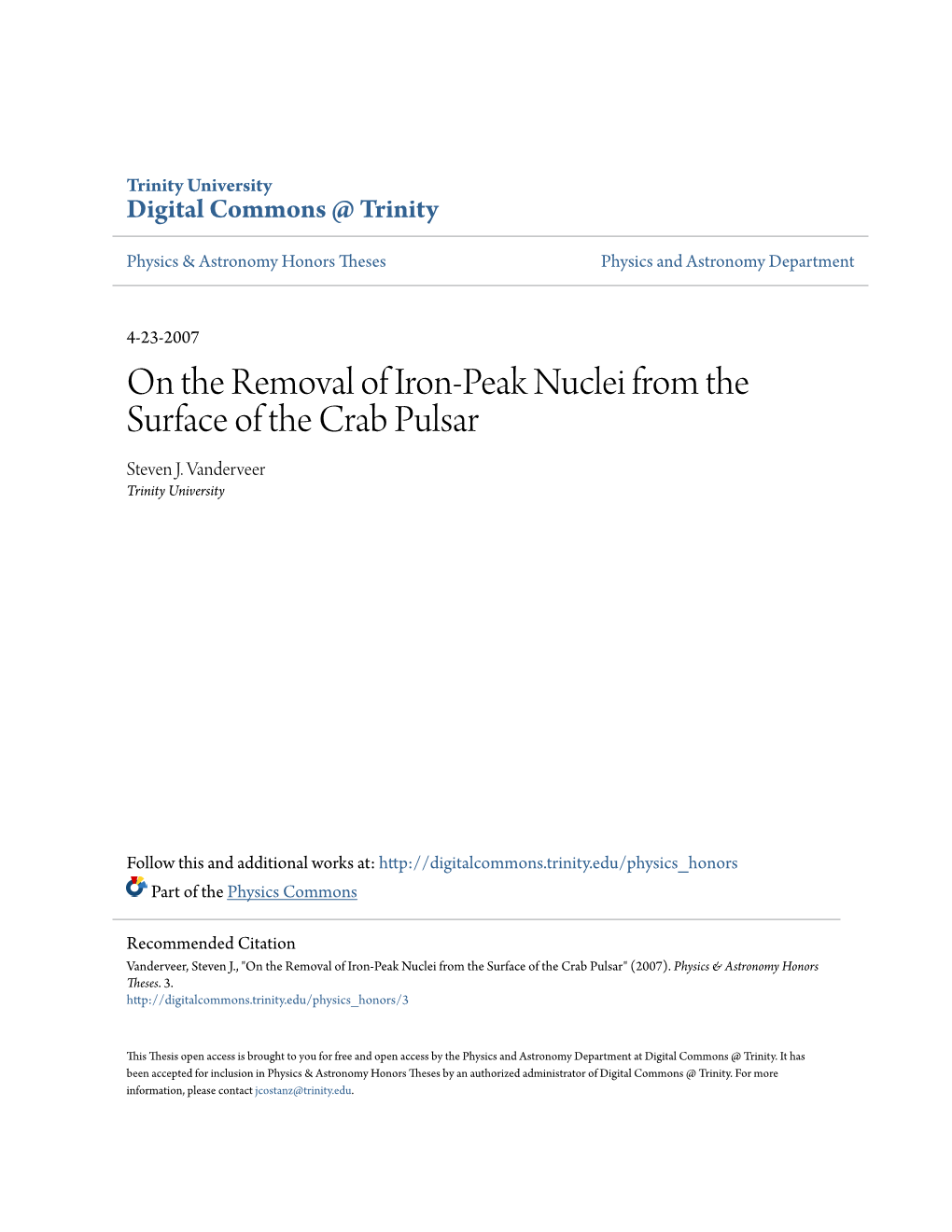 On the Removal of Iron-Peak Nuclei from the Surface of the Crab Pulsar Steven J
