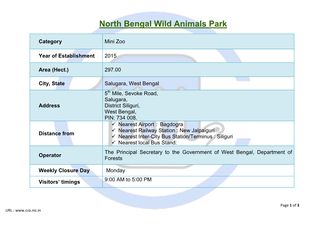 North Bengal Wild Animals Park