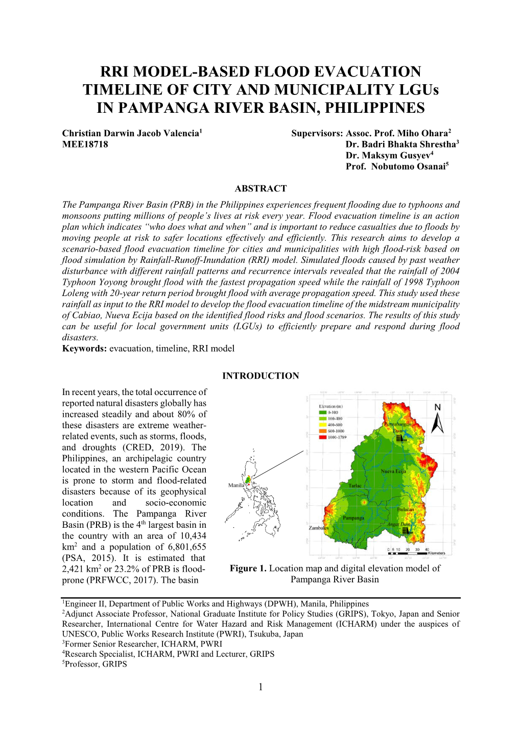 RRI MODEL-BASED FLOOD EVACUATION TIMELINE of CITY and MUNICIPALITY Lgus in PAMPANGA RIVER BASIN, PHILIPPINES