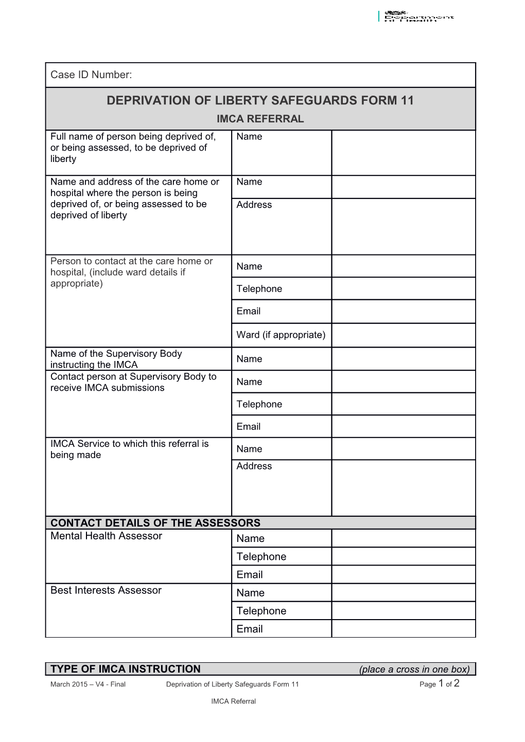 March 2015 V4 - Final Deprivation of Liberty Safeguards Form 11 Page 2 of 2