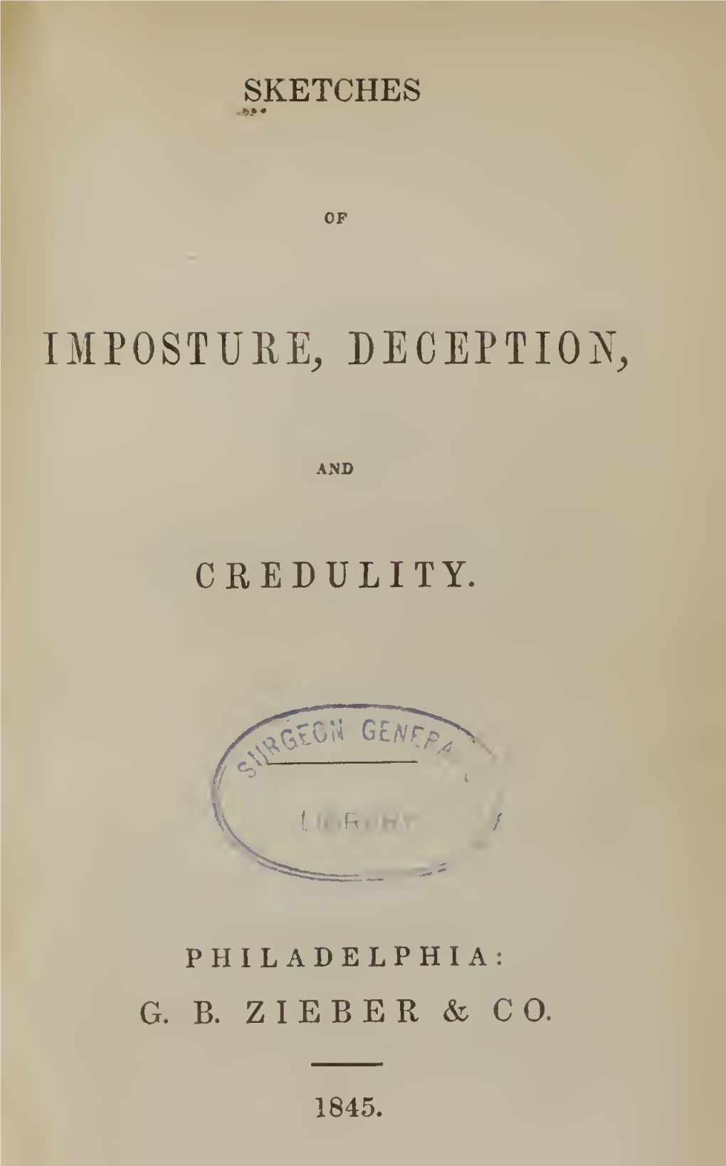 Sketches of Imposture, Deception, and Credulity