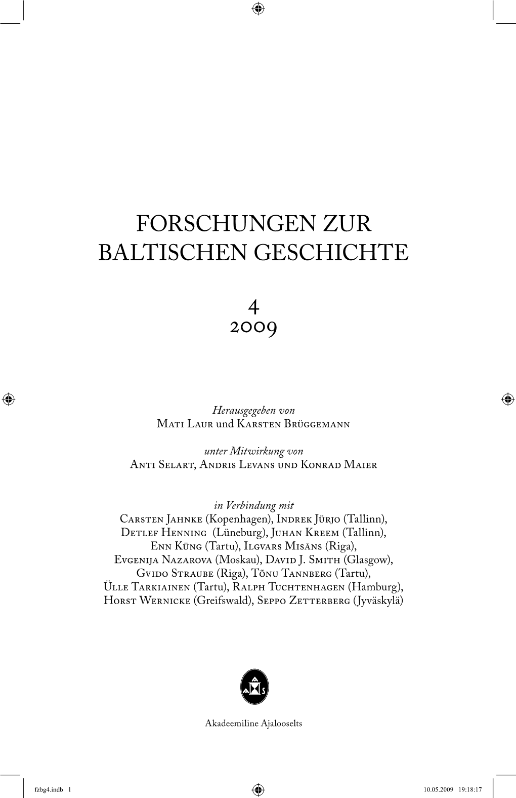 Forschungen Zur Baltischen Geschichte