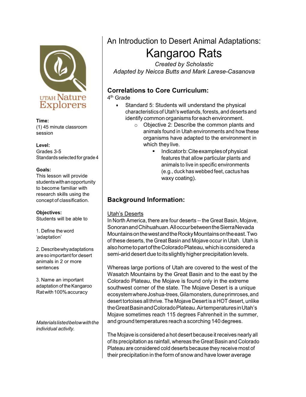 Kangaroo Rats Created by Scholastic