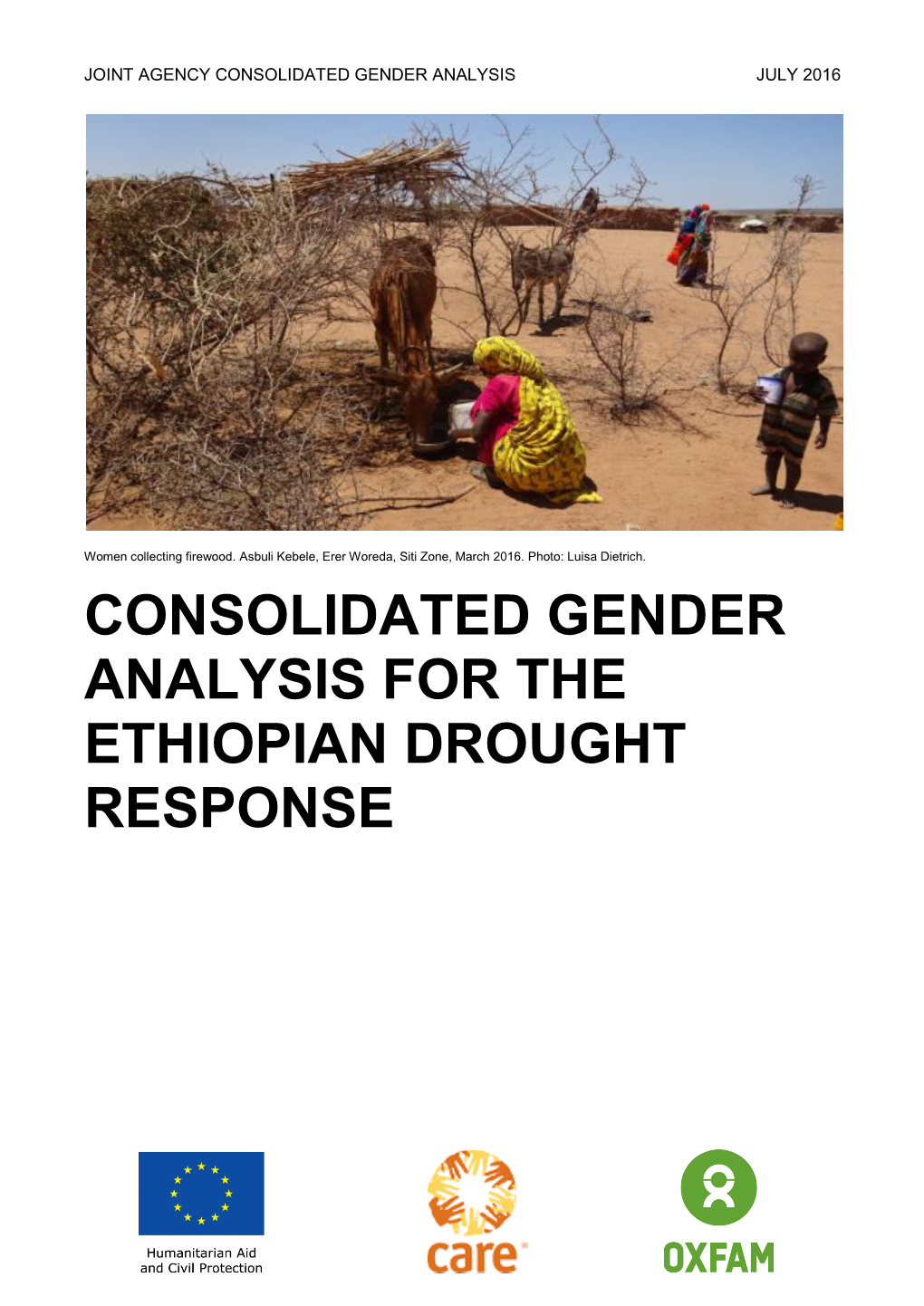 Consolidated Gender Analysis for the Ethiopian Drought Response