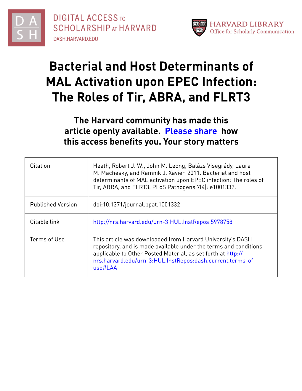 Bacterial and Host Determinants of MAL Activation Upon EPEC Infection: the Roles of Tir, ABRA, and FLRT3