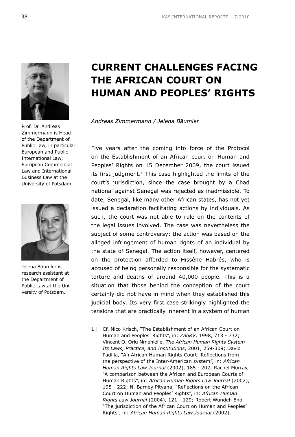 Current Challenges Facing the African Court on Human and Peoples' Rights