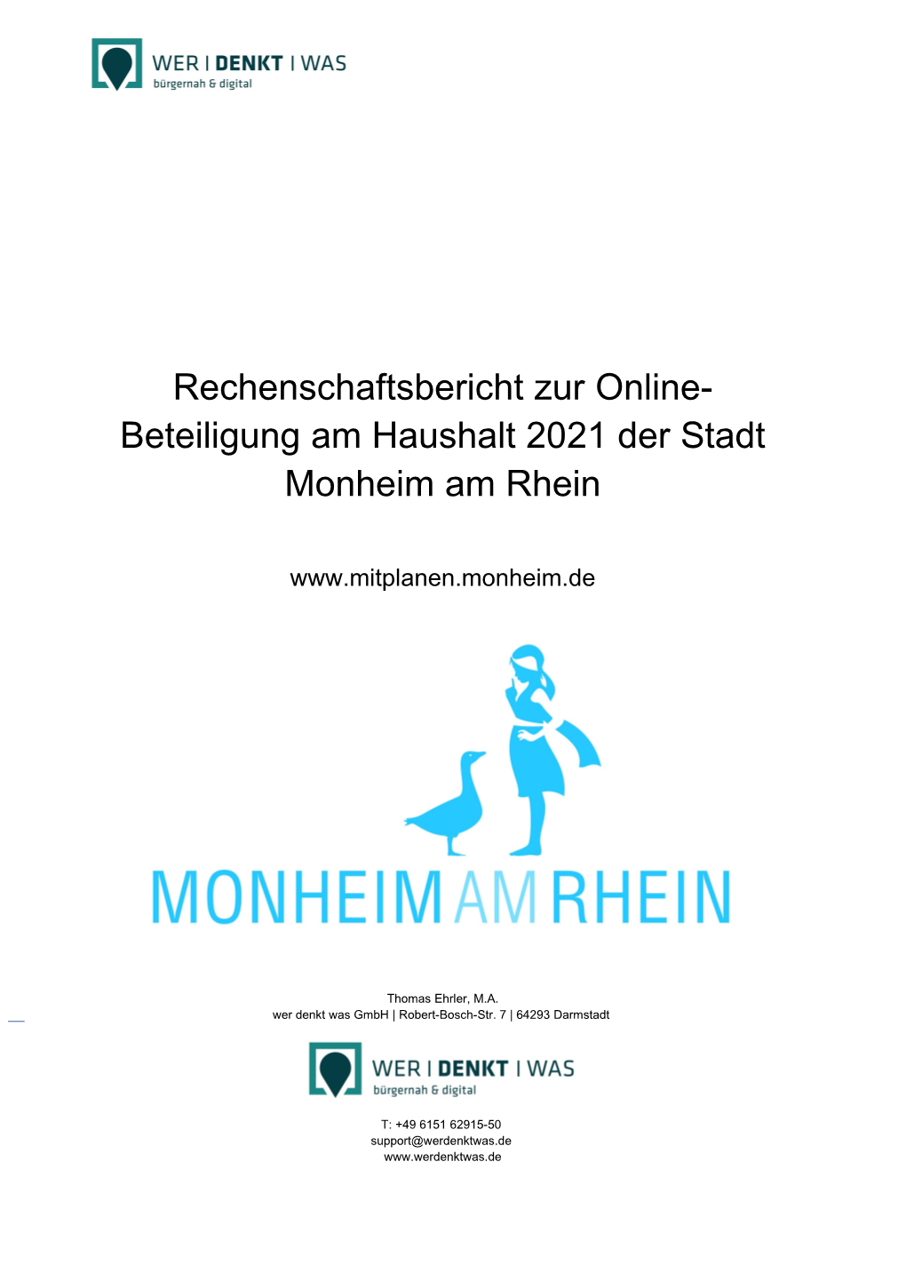 Rechenschaftsbericht Zur Online- Beteiligung Am Haushalt 2021 Der Stadt Monheim Am Rhein