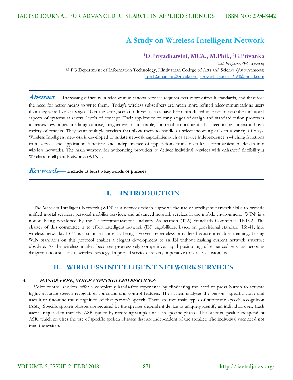 A Study on Wireless Intelligent Network