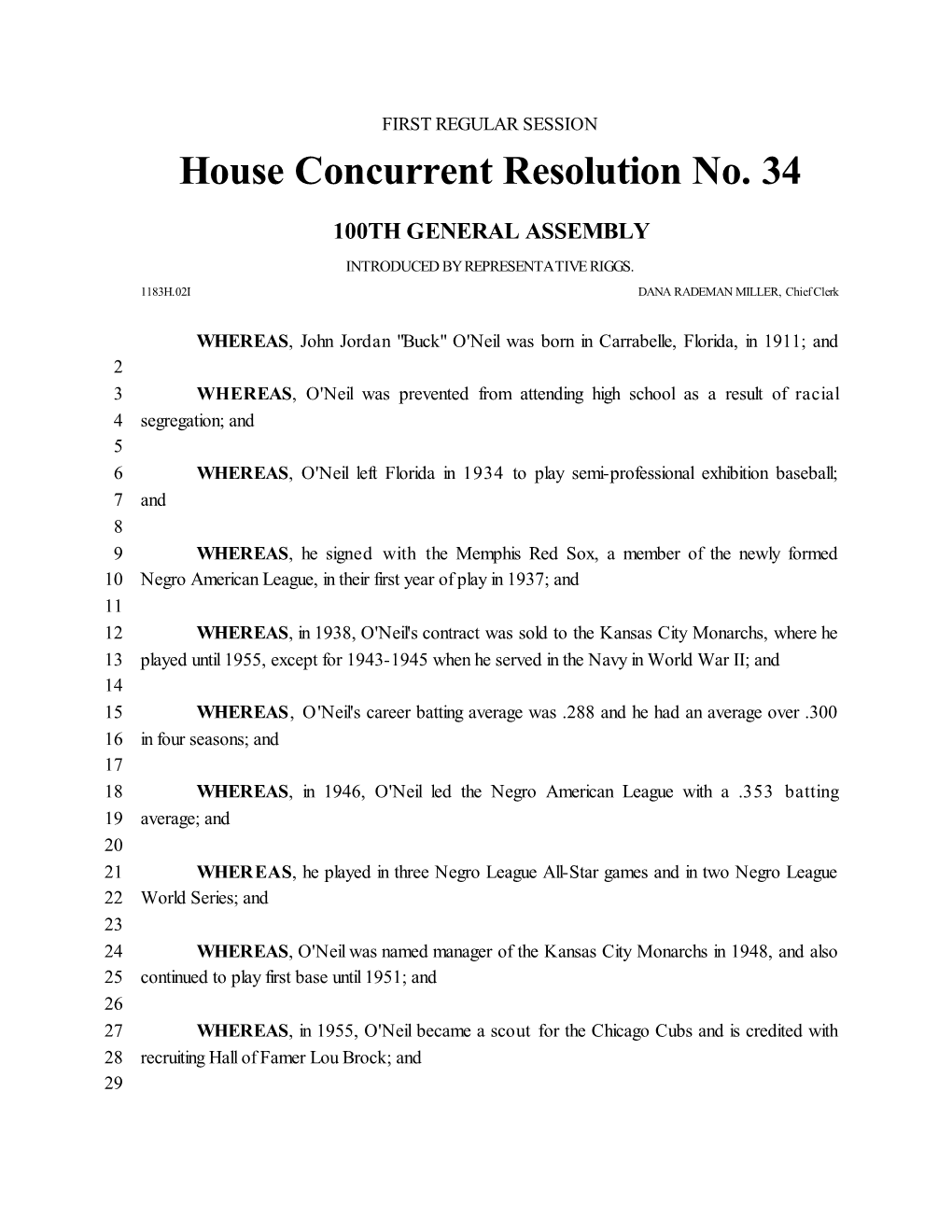 House Concurrent Resolution No. 34