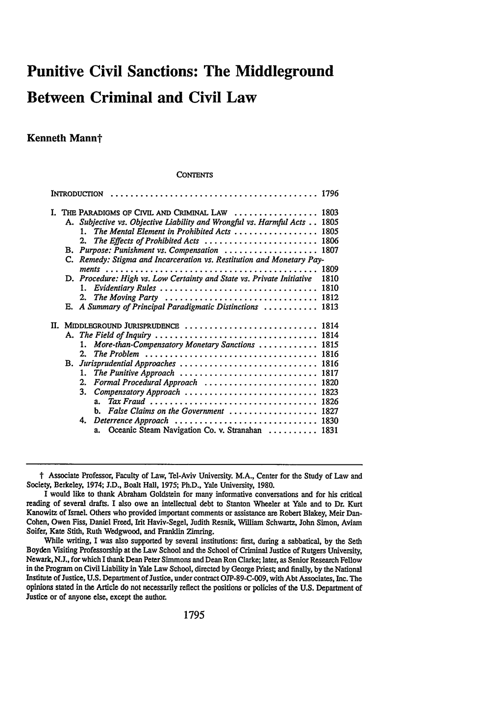 Punitive Civil Sanctions: the Middleground Between Criminal and Civil Law