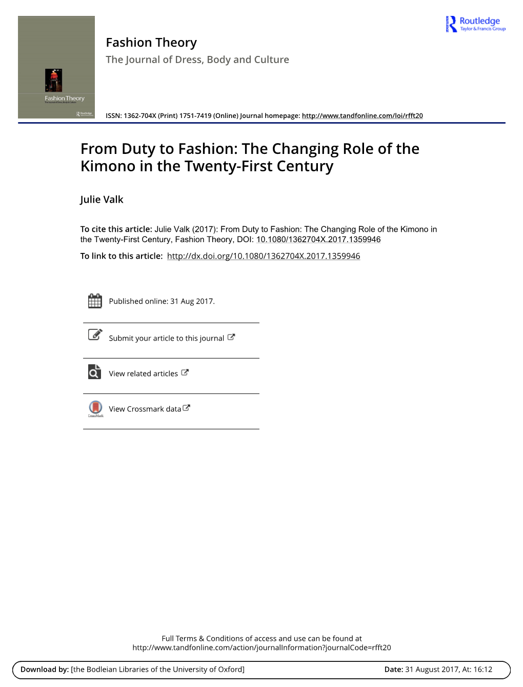 The Changing Role of the Kimono in the Twenty-First Century