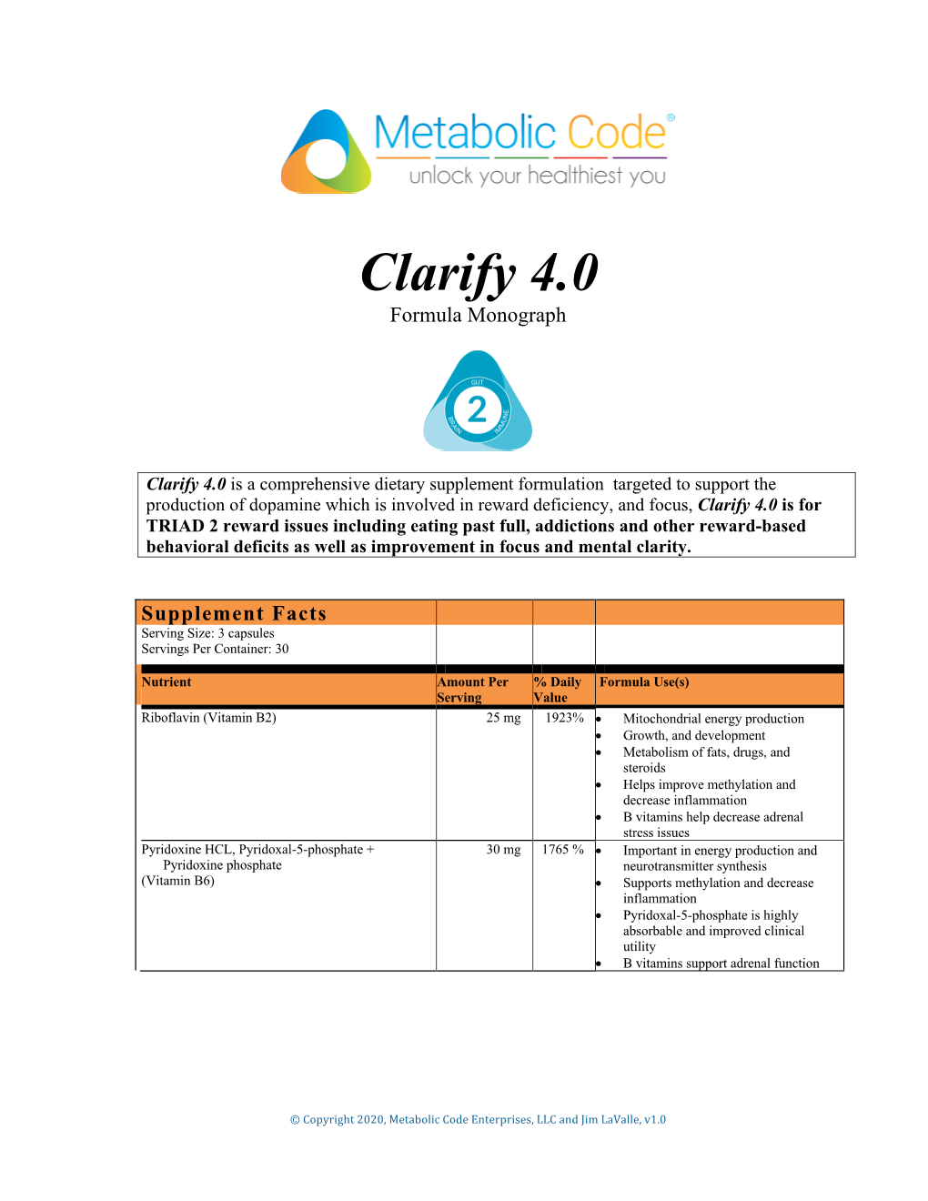 Clarify 4.0 Formula Monograph