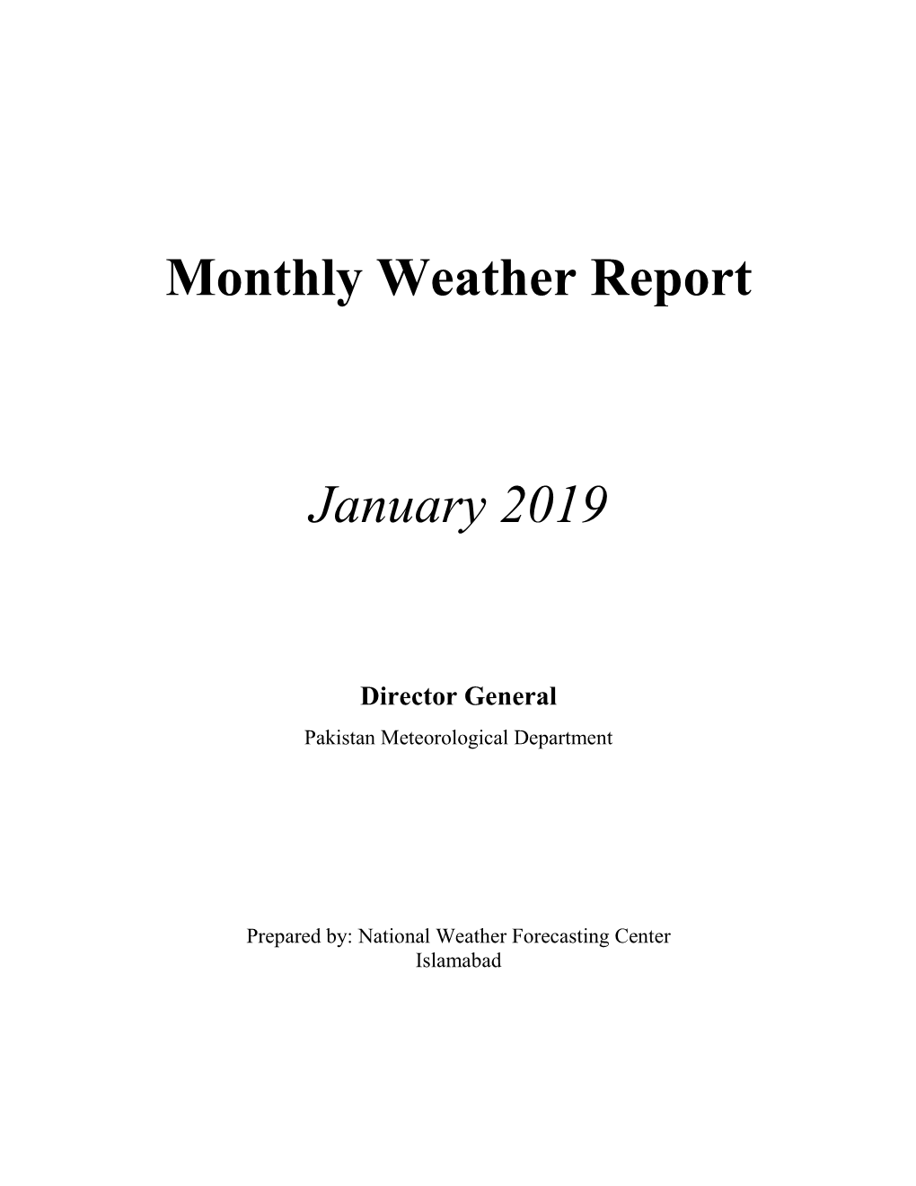 Monthly Weather Report January 2019