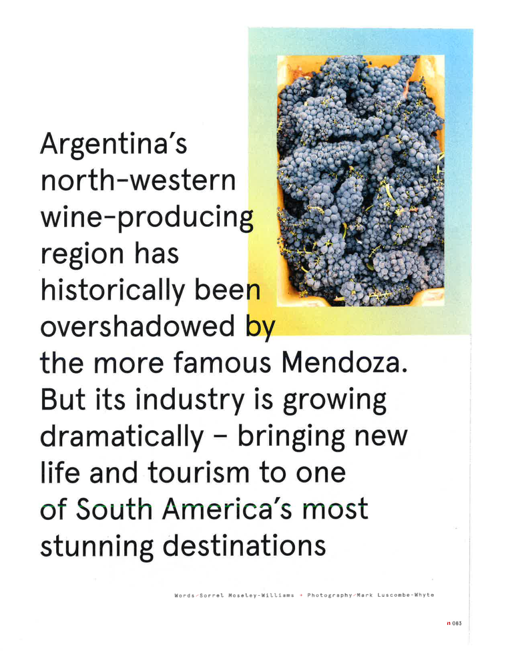 North-Western Wine-Producing Region Has Historically Been Overshadowed Bv the More Famous Mend Oza