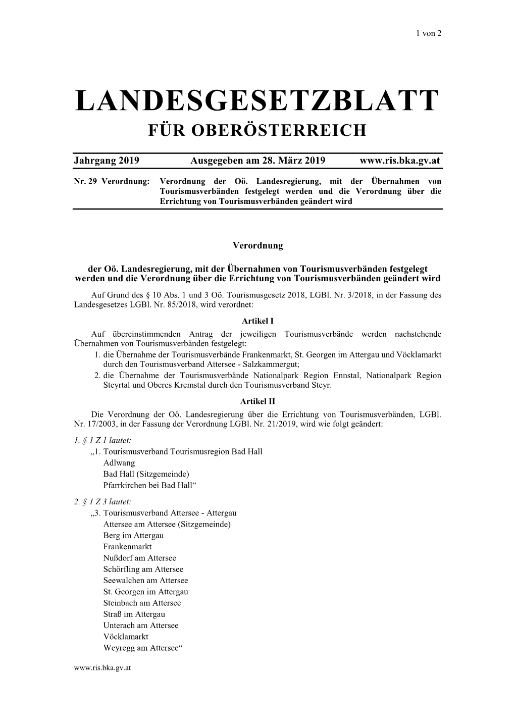 Landesgesetzblatt Für Oberösterreich