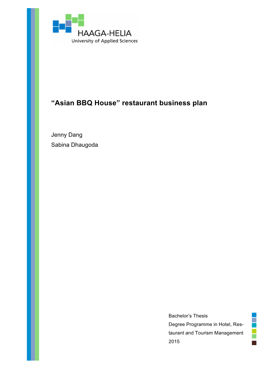 “Asian BBQ House” Restaurant Business Plan