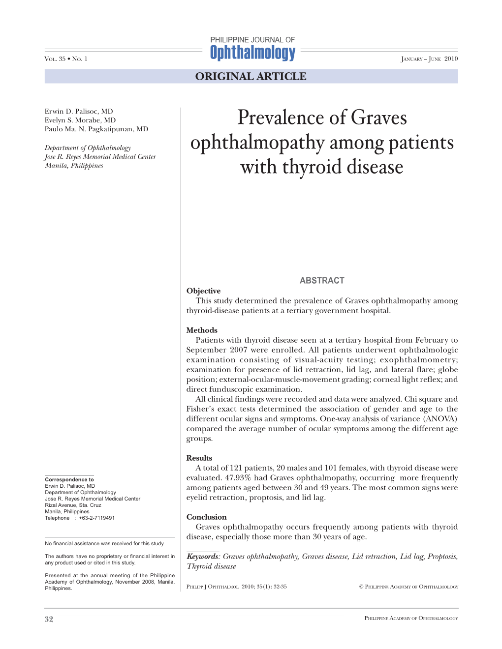 Graves Ophthalmopathy Among Thyroid-Disease Patients at a Tertiary Government Hospital