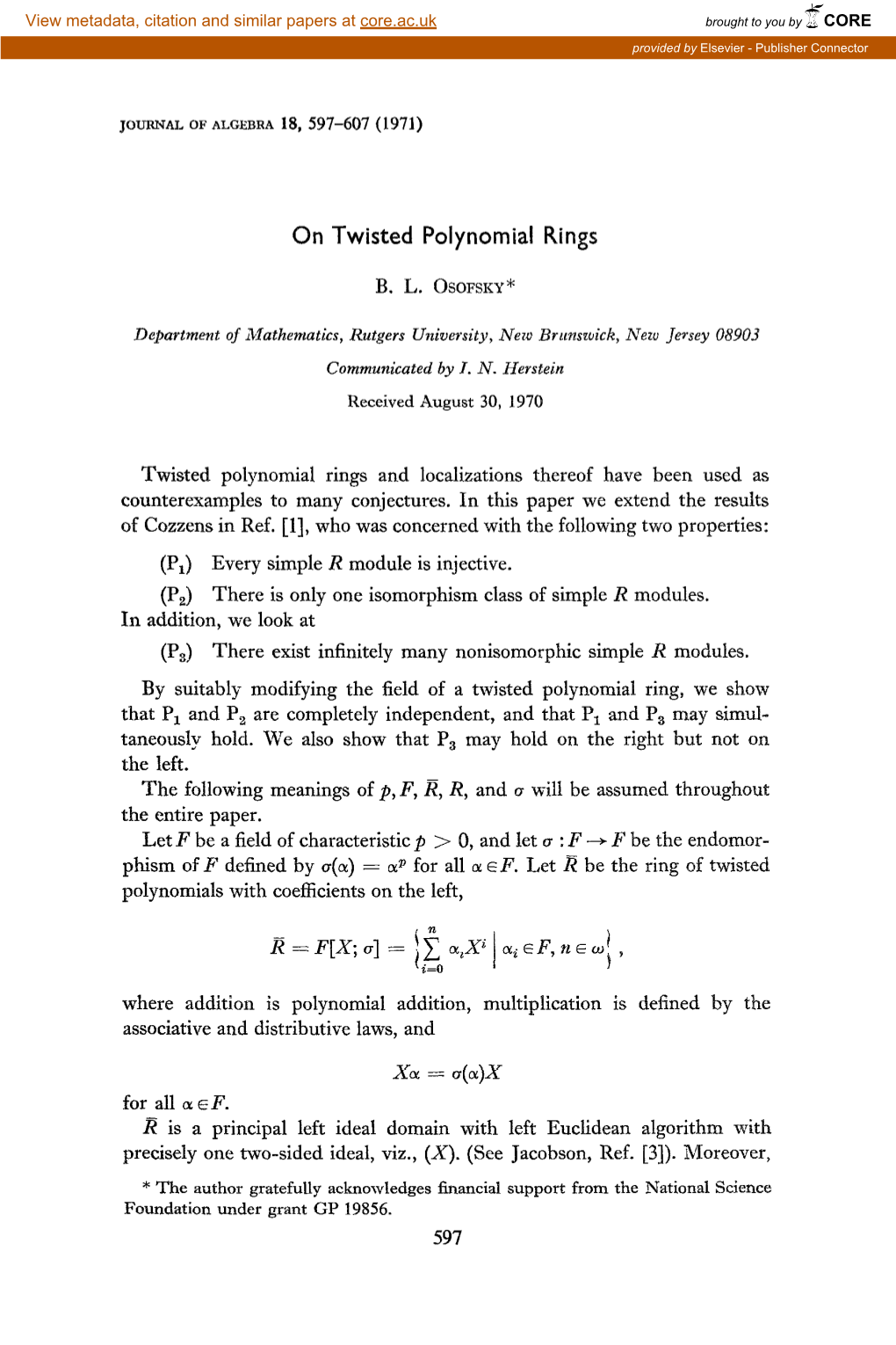 On Twisted Polynomial Rings