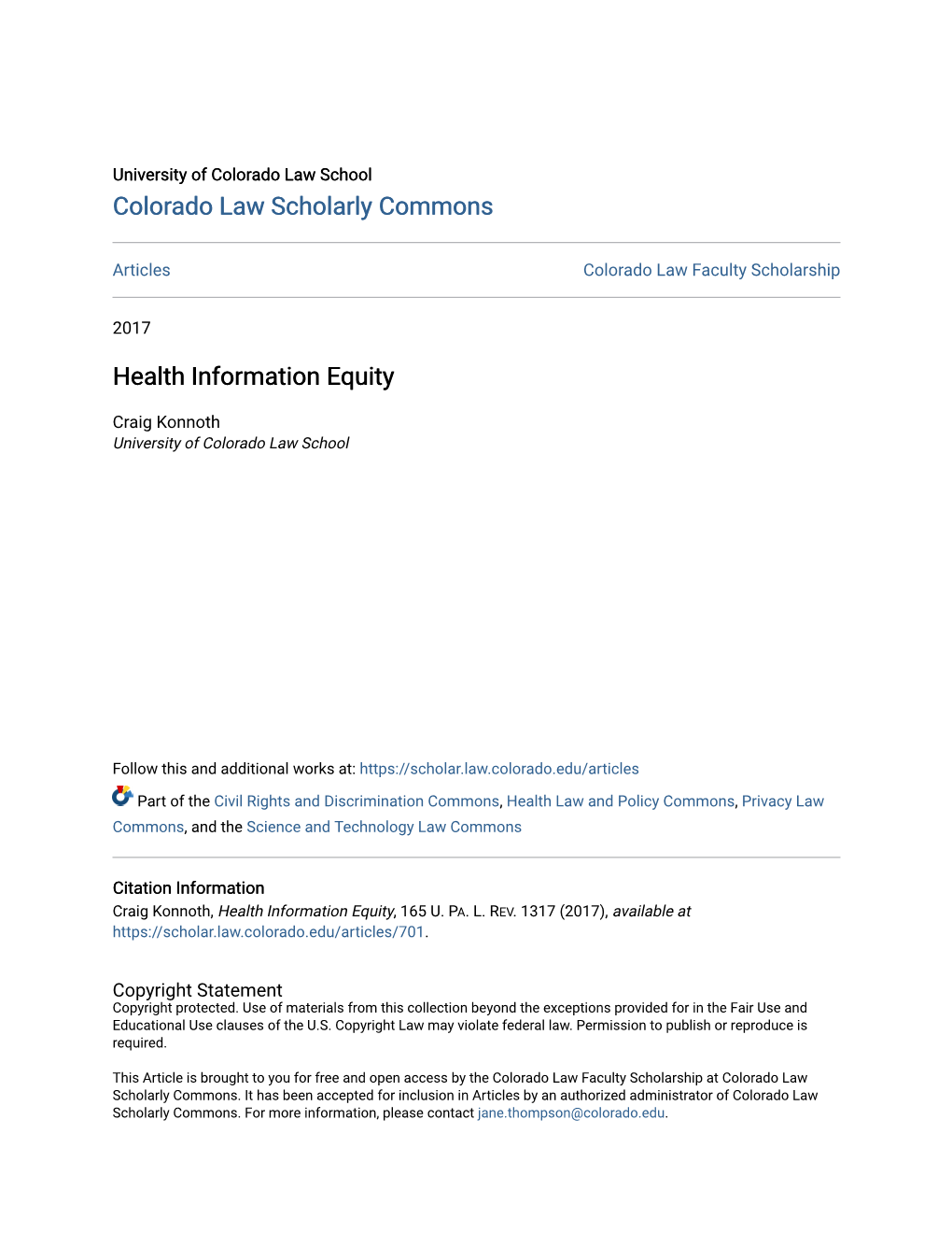 Health Information Equity